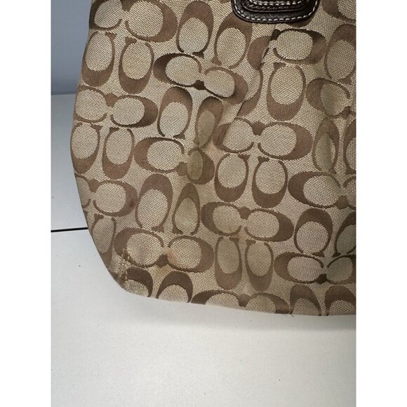 For Repair - Coach Purse Canvas Brown Large Shoulderbag H1075-F13743 - Picture 3 of 12